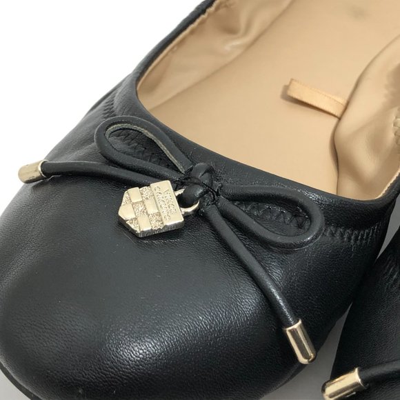 Vince Camuto Eryn Black Leather Ballet Flats 10 - Picture 4 of 11
